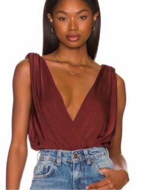 Intimately by Free People Draped V-Neck Camisole in Burgundy